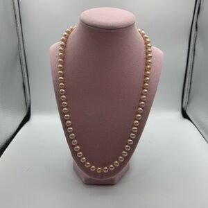 Elegant handknotted pink faux Pearl Necklace
